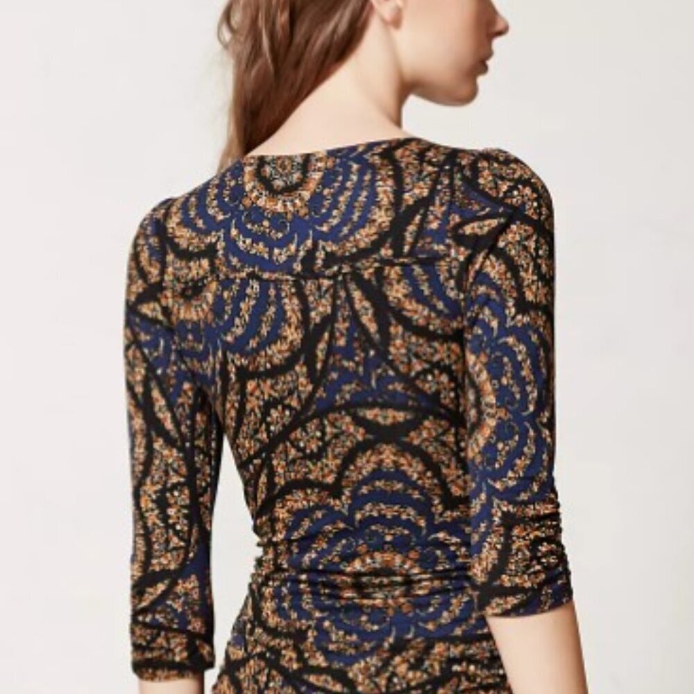 Vanessa Virginia Women's Blue & Orange Rayon Boho Wrap Dress (Size XS)